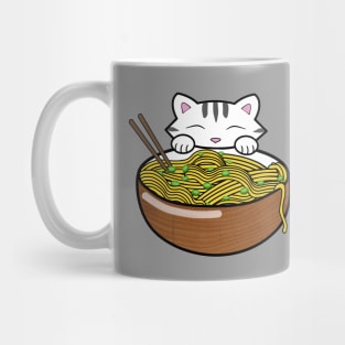 Cute cat eating ramen Mug